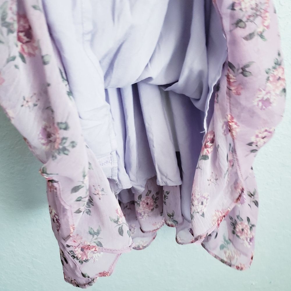 Zara Lilac Floral Smoked Criss Cross Back Mini Dress - Picture 6 of 12